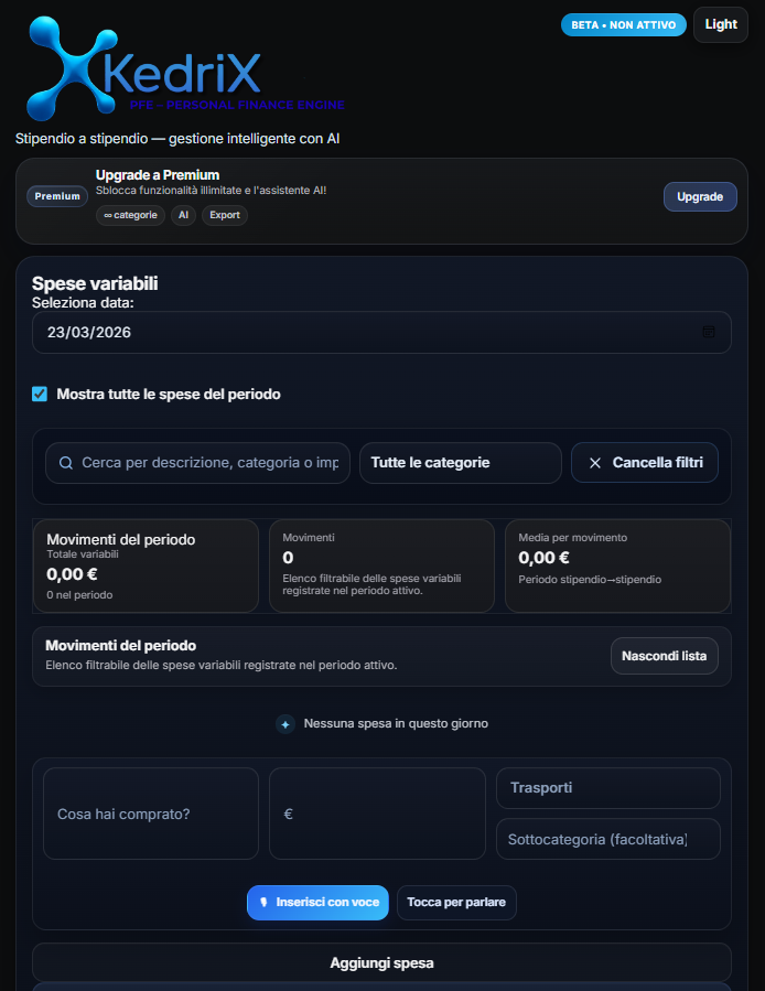 Kedrix spese variabili